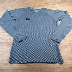 Mizuno Fastpitch Womens Small Gray Black Long Sleeve Athletic Shirt Top